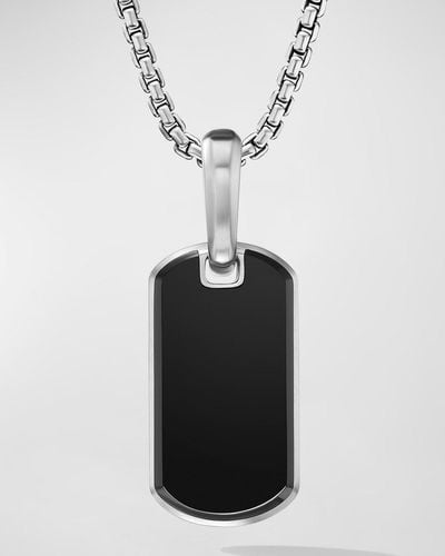 David Yurman Chevron Tag Enhancer With Black Onyx In Silver, 21mm - White