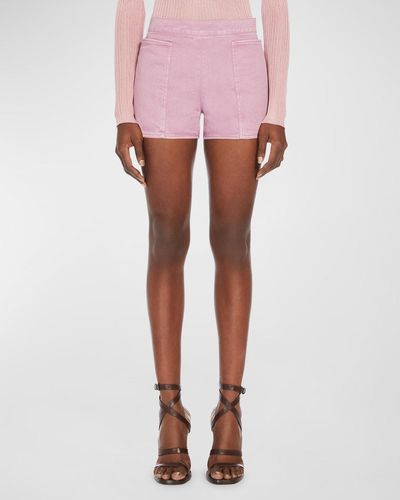 Max Mara Alibi Mid-Rise Denim Hot Shorts - Pink