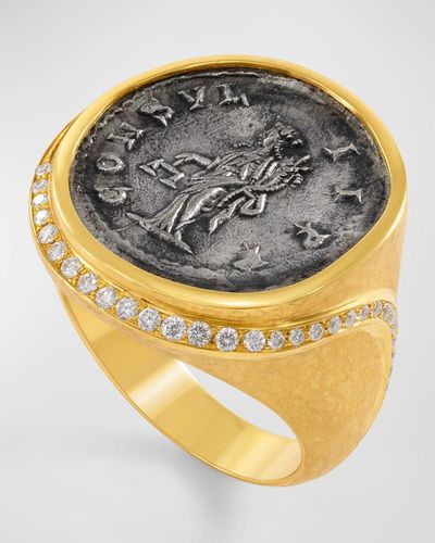 Jorge Adeler 18K Aequitas Coin And Diamond Ring - Metallic