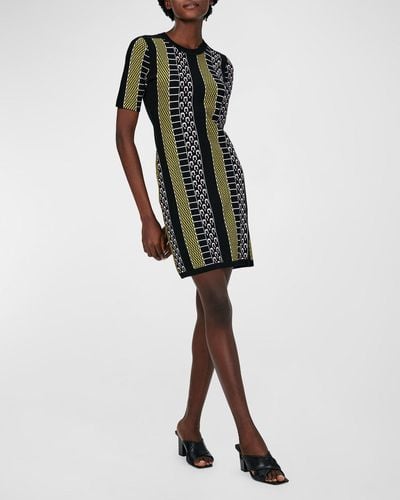 Diane von Furstenberg Wilson Striped Geometric Mini Dress - Multicolor