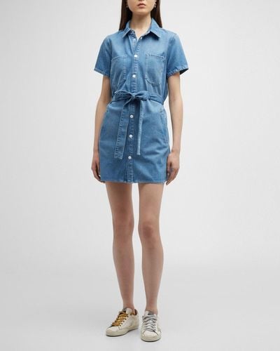 Triarchy Ms. Sloan Short-Sleeve Denim Mini Dress - Blue