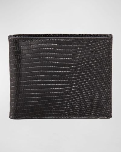 Neiman Marcus Lizard Slim Wallet - Black