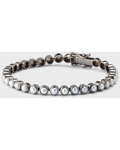 Nakard Petite Dot Tennis Bracelet With Pearls - Metallic