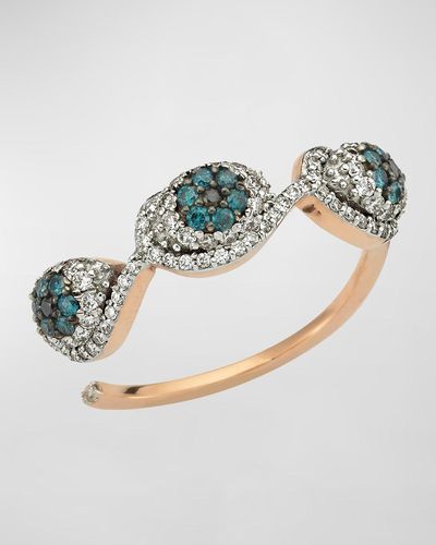 BeeGoddess Triple Eye Light Diamond Ring, Size 7 - Blue