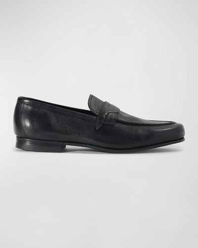 Paul Stuart Soft Leather Penny Loafers - Black