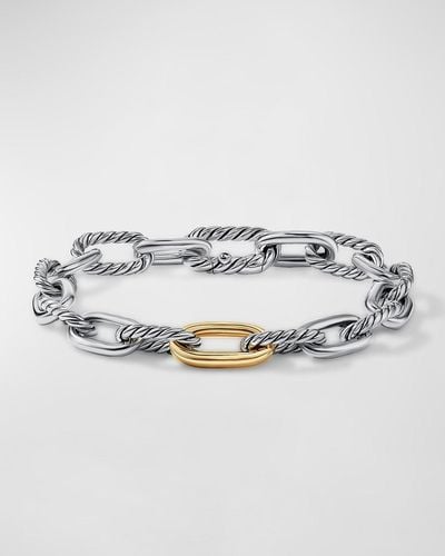 David Yurman Dy Madison Chain Bracelet In Silver With 18k Gold, 8.5mm - Metallic