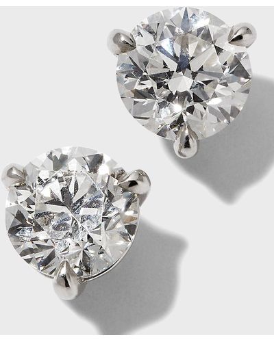 Memoire Platinum Diamond Post Earrings, 2tcw. - Metallic