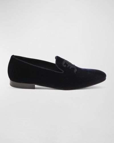 John Galliano Logo Velvet Loafers - Black