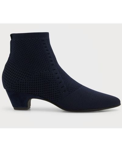 Eileen Fisher Purl Stretch-Knit Fabric Booties - Blue