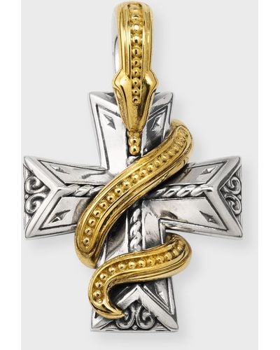 Konstantino Two-Tone Serpent Cross Pendant - Metallic