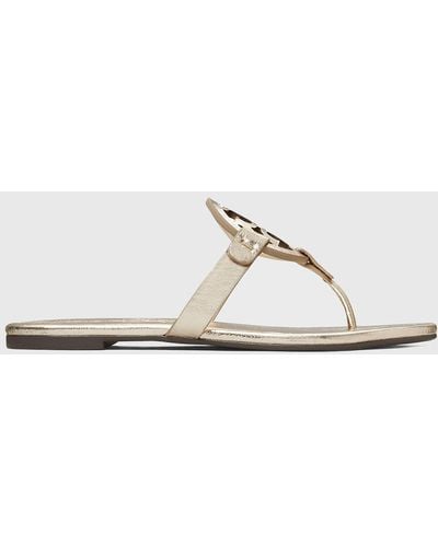 Tory Burch Miller Soft Metallic Leather Sandals - White
