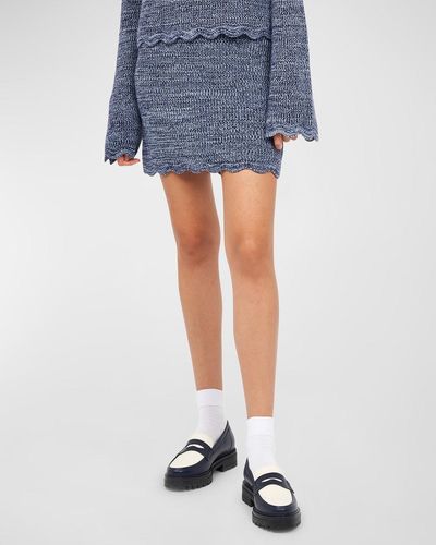 Joie Detta Scalloped Knit Mini Skirt - Blue