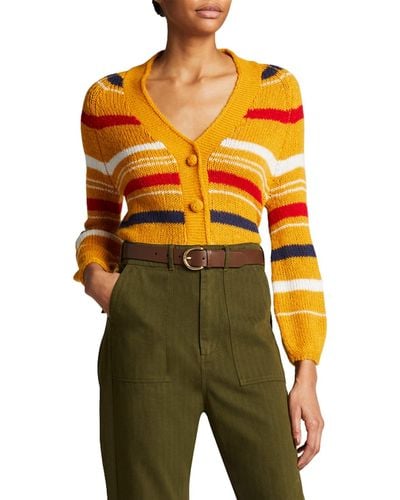 The Great The Bold Striped Sophomore Cardigan - Yellow