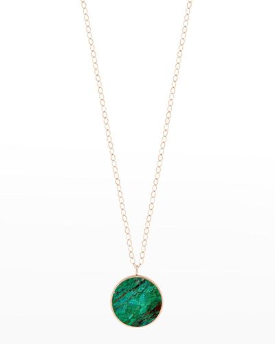 Ginette NY Ever Rose Gold Chrysocolla Disc Necklace, 24" - Green