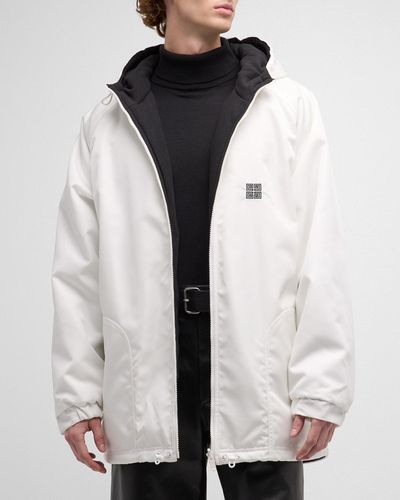 Givenchy Reversible Fleece Football Parka Jacket - White