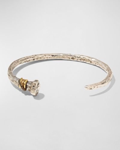John Varvatos Distressed Cuff Bracelet W/ Diamonds - White