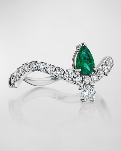 Hueb 18K Mirage Ring With Vs/Gh Diamonds And - Green
