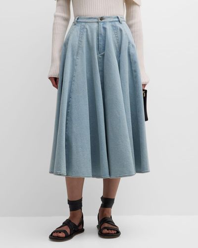 Jason Wu Circle-Cut Denim Midi Skirt - Blue
