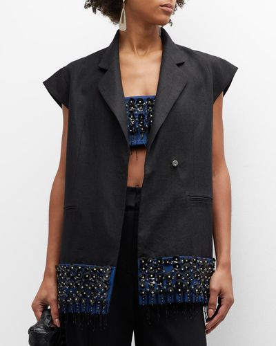 In the mood for love Maca Sleeveless Embellished Jacket - Black