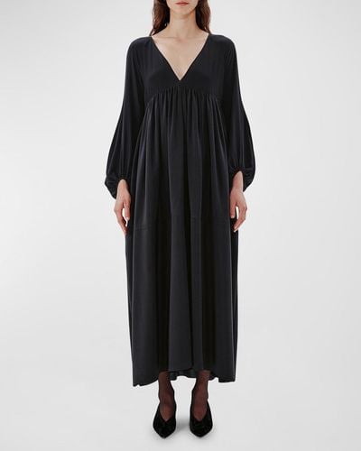 Another Tomorrow Bishop-Sleeve Empire-Waist Maxi Dress - Black