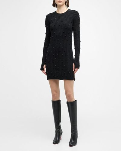 Helmut Lang Embroidered Mini Sweater Dress - Black
