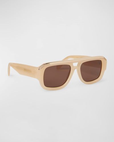 Palm Angels Stockton Sand Acetate Aviator Sunglasses - Natural