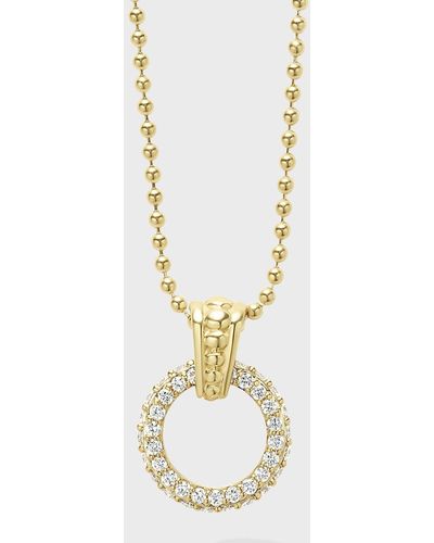 Lagos 18k 9mm Diamond-circle Pendant Necklace - Metallic
