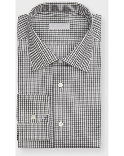 Stefano Ricci Cotton Micro-Check Dress Shirt - Gray
