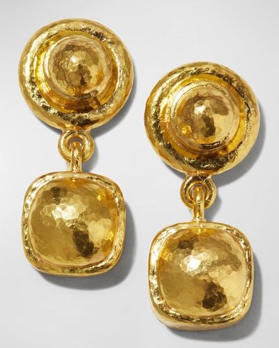 Elizabeth Locke 19k Domed Drop Earrings - Metallic