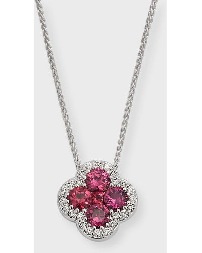 Neiman Marcus 18k White Gold Diamond And Ruby Pendant Necklace