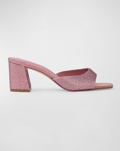 Black Suede Studio Dia Crystal Mule Sandals - Pink