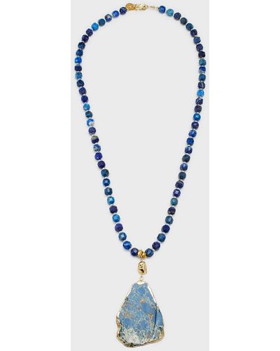 Devon Leigh Long Lapis Pendant Necklace - Blue