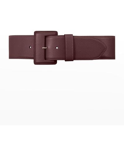 Vaincourt Paris La Merveilleuse Large Pebbled Leather Belt With Covered Buckle - Purple