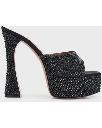 AMINA MUADDI Dalida Crystal Platform Slide Sandals - Black