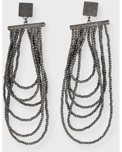Brunello Cucinelli Sterling Silver Tiered Monili Drop Earrings - Metallic