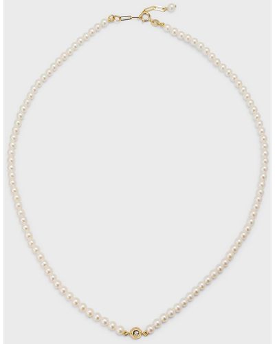 POPPY FINCH Baby Pearl And Diamond Necklace - White