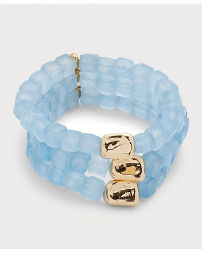 Devon Leigh Aquamarine Gold Accent Stretch Bracelets, Set Of 3 - Blue