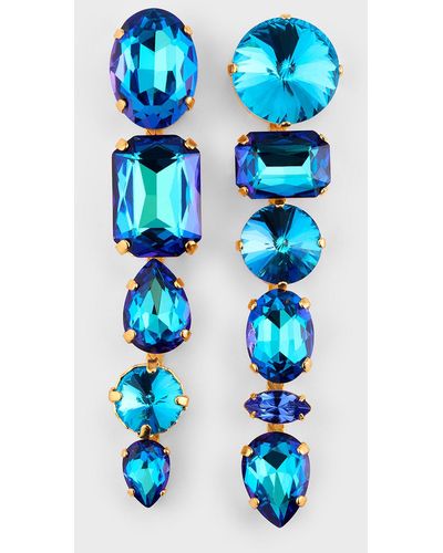 Elizabeth Cole Tansy Mismatch Crystal Earrings - Blue