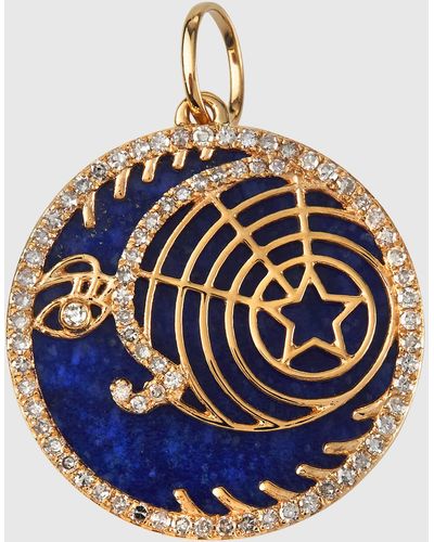 Kastel Jewelry Celstial Lapis Crescent Moon And Star Pendant - Blue