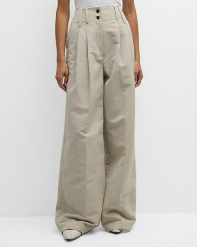 Co. High-Rise Pleated Wide-Leg Sack Pants - Natural