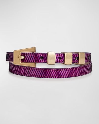 BY FAR Vic Disco Dot Leather Belt - Purple