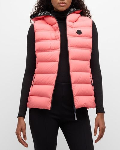 Moncler Aliterse Hooded Puffer Vest - Pink