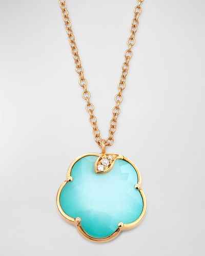 Pasquale Bruni 18k Rose Gold Turquoise, Moonstone, And Diamond Pendant Necklace - Blue