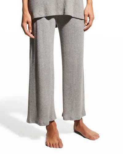 Andine Soleil High-Rise Cropped Ribbed Pants - Gray