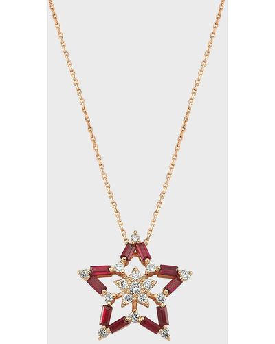 BeeGoddess Sirius Diamond And Ruby Pendant Necklace - White