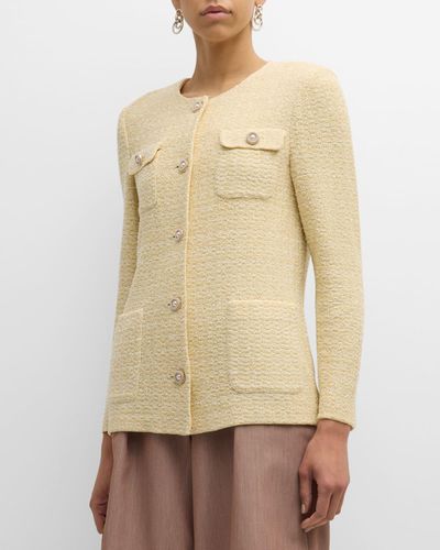 Misook Soft Tweed-knit Tailored Jacket - Natural