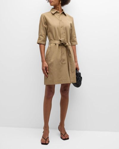 FRAME Belted Trench Mini Shirtdress - Natural