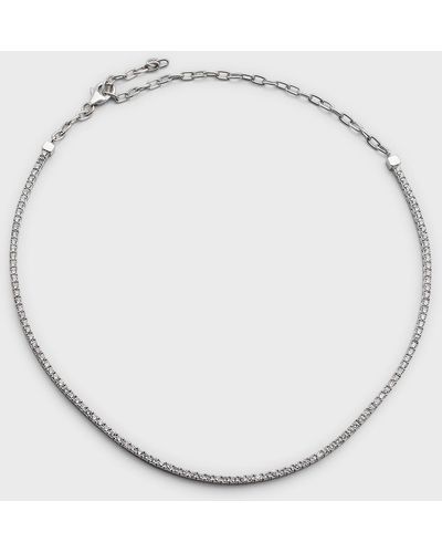 Neiman Marcus White Gold Half-diamond Half-chain Necklace