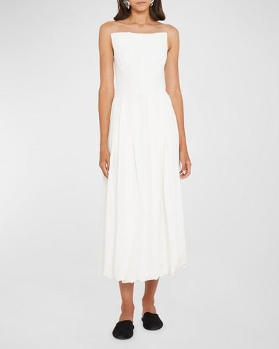 TOVE Malene Strapless A-Line Midi Dress - White
