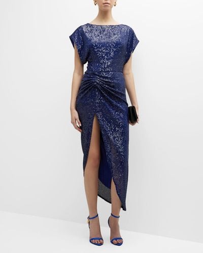 In the mood for love Bercot Sequined Cocktail Dress - Blue